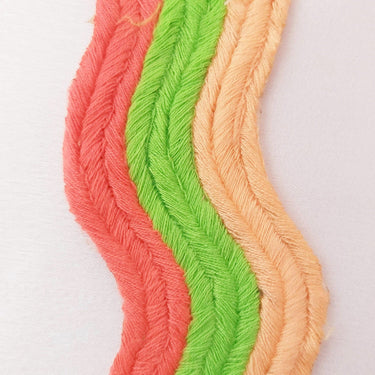 Wave Pattern Trim, Cotton Embroidered Trim, Pink